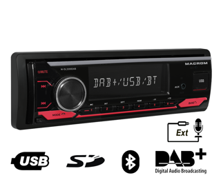 Sintonizador AM/FM 1 DIN con DAB+, Bluetooth, lector USB y SD