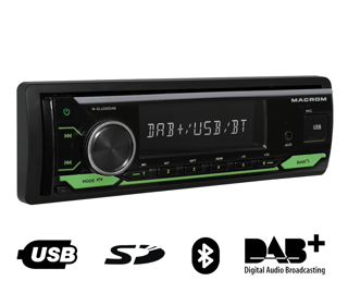 Autoradio 1 DIN con DAB+, Bluetooth, USB, SD y manos libres