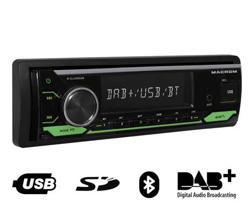 1 DIN Car Radio with DAB+, Bluetooth, USB, SD and Hands-Free