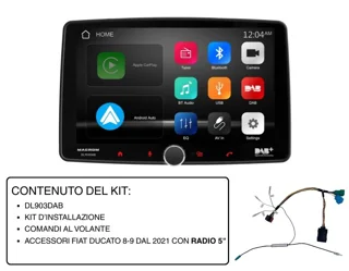 Monitor multimedia HD 9’’ desmontable con kit Plug & Play para FIAT Ducato 2006>2020