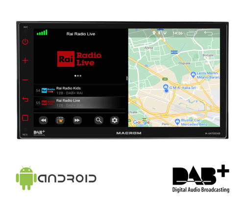 6.75” Android Multimedia Monitor – Short 2 DIN with DAB Receiver