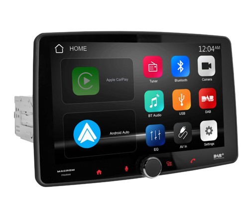 Sistema multimediale con CarPlay & Android Auto display 9” capacitivo 1024x600 schermo ASPORTABILE - corpo 1 din