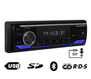 Sintonizador 1 DIN AM/FM-RDS con Bluetooth, USB y lector SD